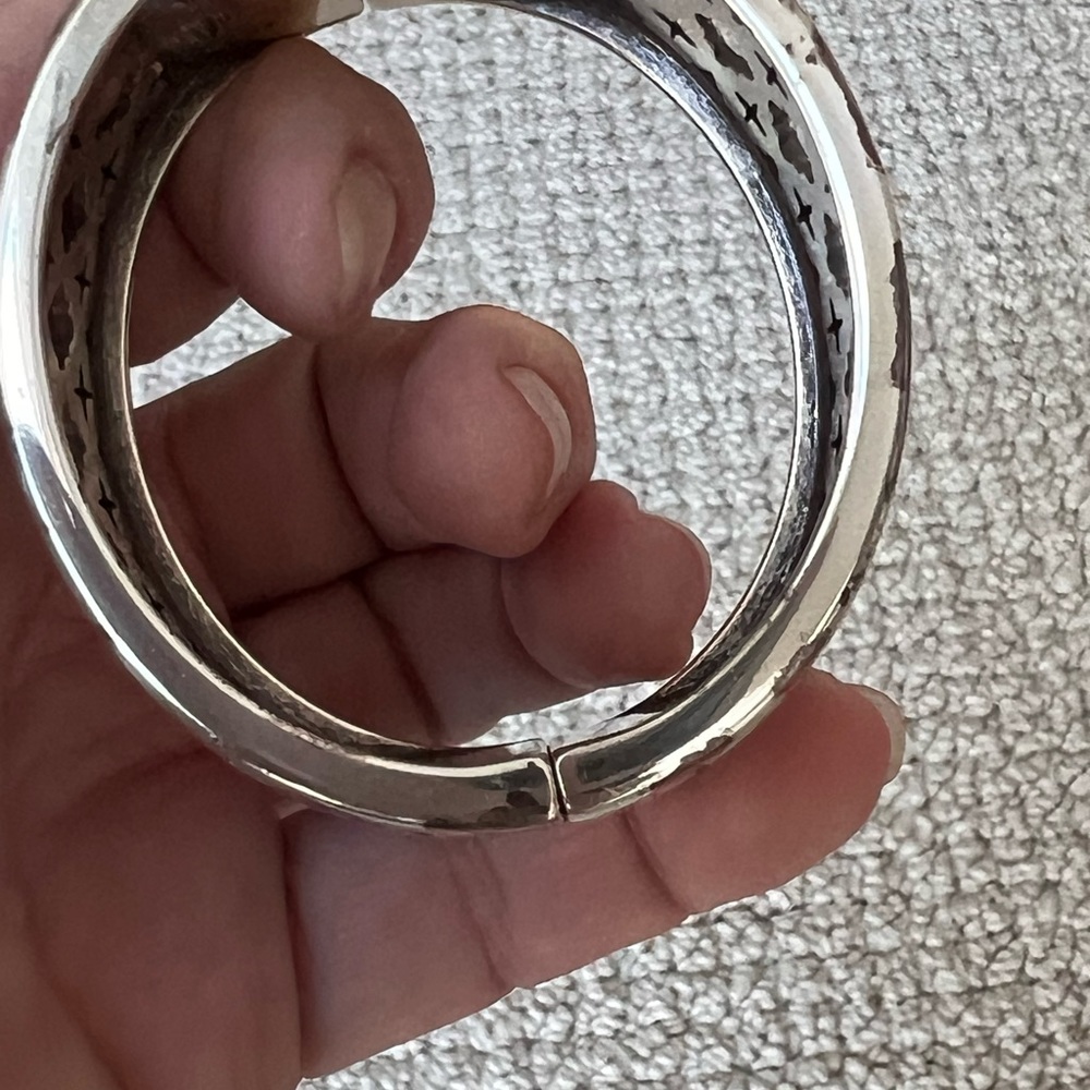 Brighton Silver Plated Large Wide Hinged Bangle B… - image 7